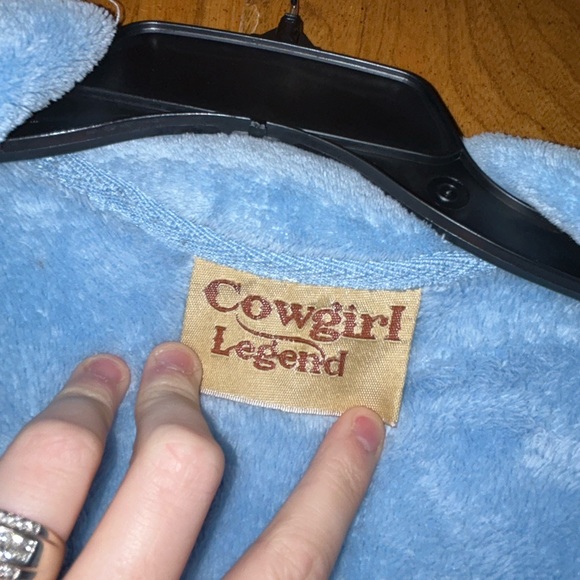 Cowgirl Legend Size Medium Women’s Light Blue Soft Fuzzy Zip Up Pockets Jacket - Picture 3 of 7